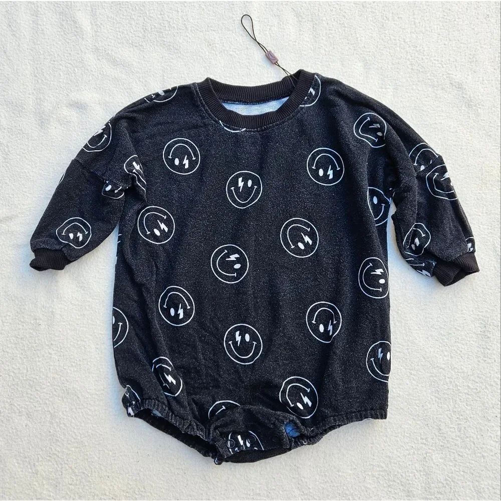 Brixton Phoenix Black and White Smiley Face Bubble Romper 12-18M